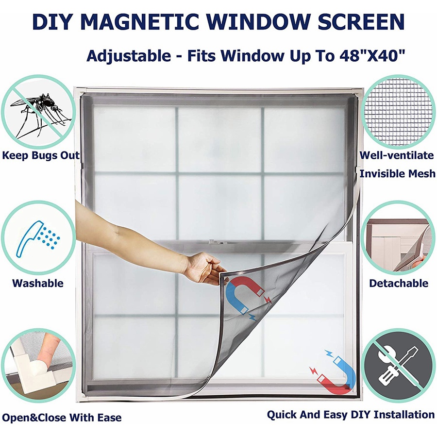 WEFILM Jaring Nyamuk Tingkap Magnetic Mosquito Net DIY Mesh Invisible ...