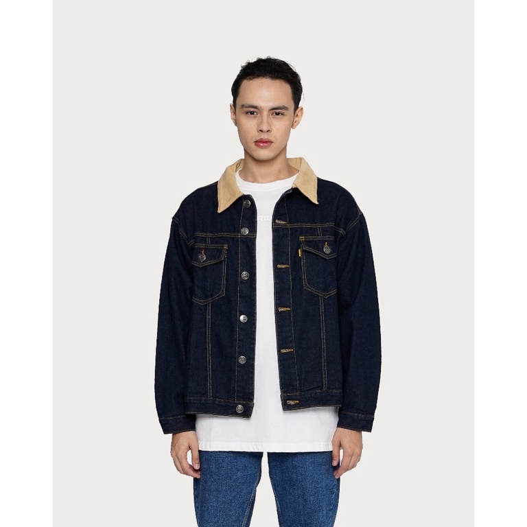 Best Selling!! Denim Jacket Corduroy Collar Ota Raw Denim Unisex ...