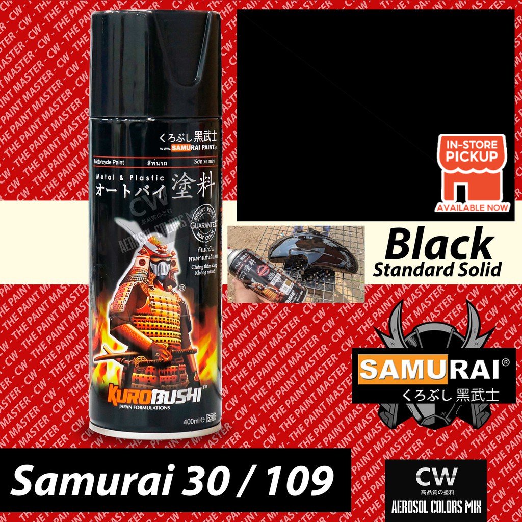 [ Samurai Paint 30 Black ] Standard Colors 400ml 🛵 Hitam Samurai Untuk ...