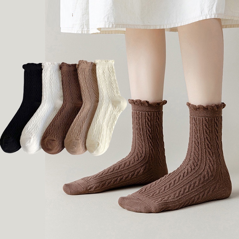 New Women Fashion Winter Lace Button Leg Warmer Knitted Stocking Covers  Legwarmers Soft Classic Boots Knit Socks (Color : Red, Size : Length-52cm)