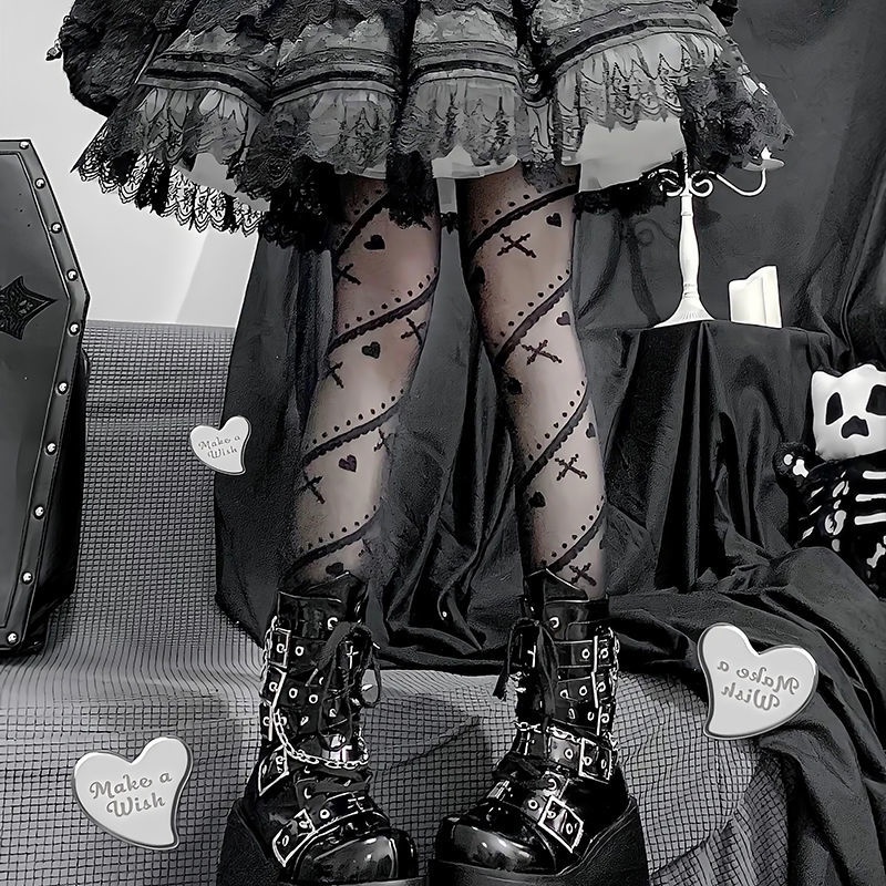 Love Silk stockings JK White Anti Hook Stretch Stocking Gothic wind ...