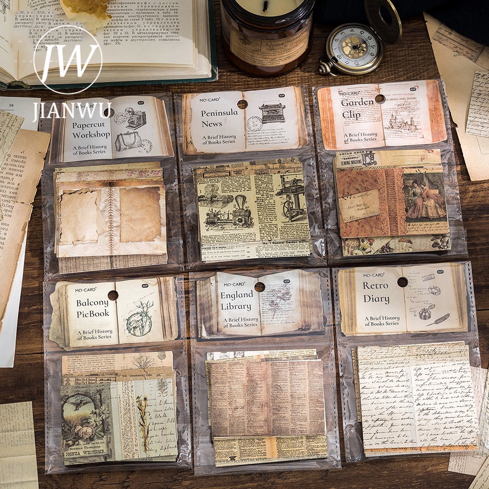 JIANWU 40 Sheets A Brief History of Books Series Vintage Text Newspaper ...