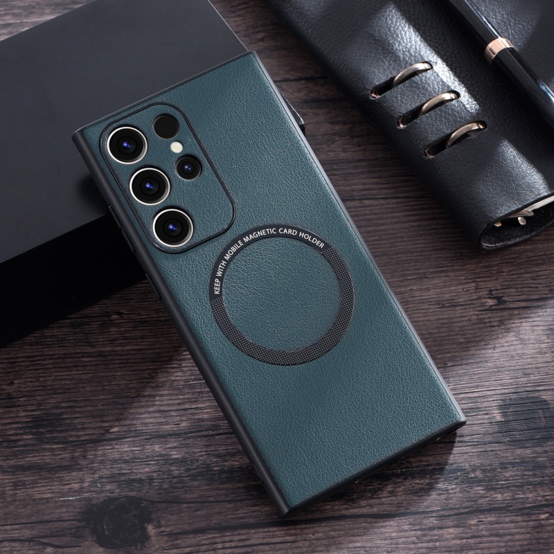 PU Leather Wireless Charging Phone Case For Samsung S23 Plus Ultra Business Protective