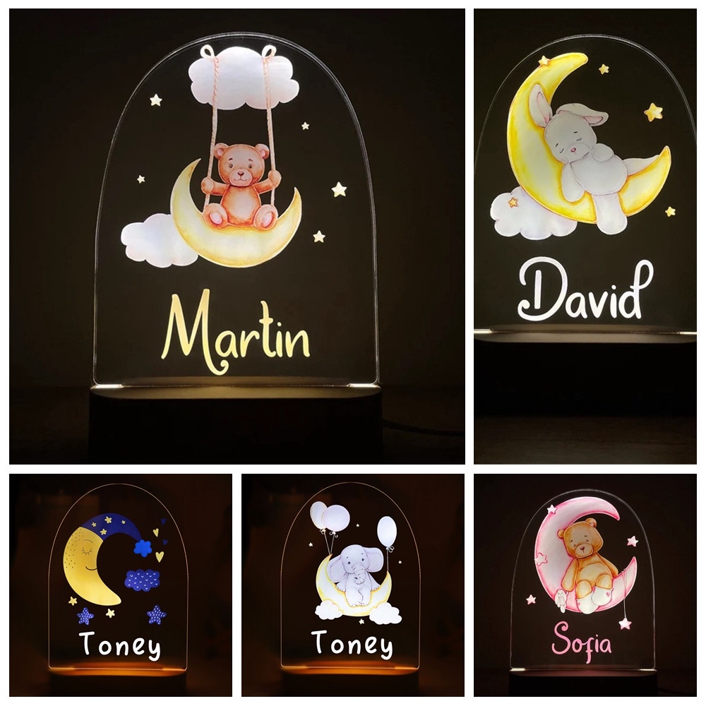 2023 NEW USB LED Moon Night Light With Bear Elephant Bunny Personalized