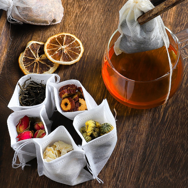 Tea Bag Filter Empty Drawstring 100pcs Fabric Spa Pouch Bag Seal Filter ...