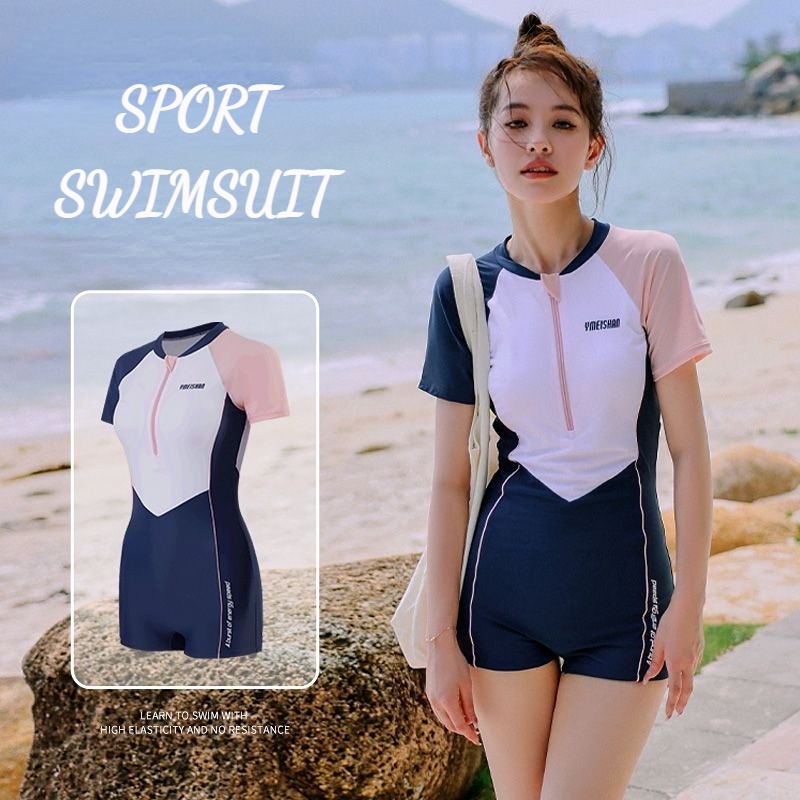 Women's One Piece Sports Swimsuit Korean Fashion Sexy Beach Bikini ...