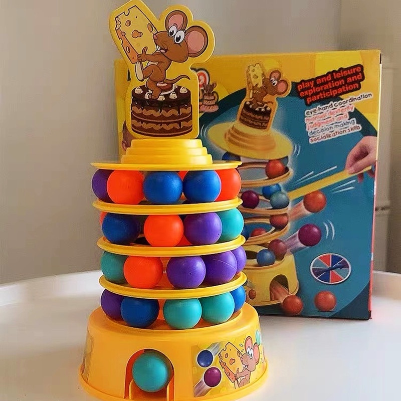 Children's multiperson interactive desktop toy mouse playing cheese arch game cake folding toy