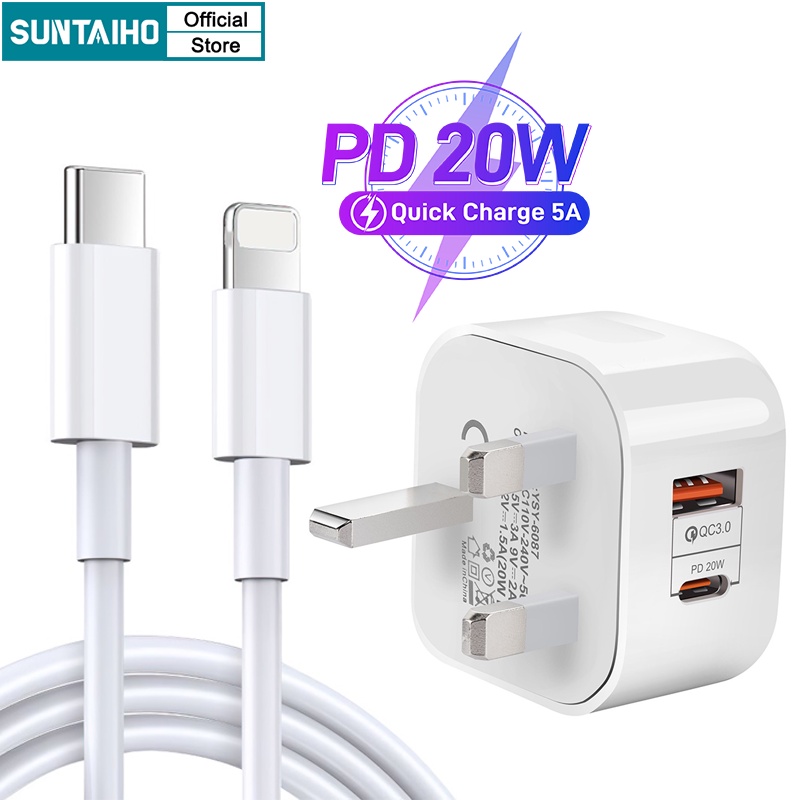 Suntaiho PD 20W Charger Original UK Plug 5A Fast Charging USB-C Type-C ...