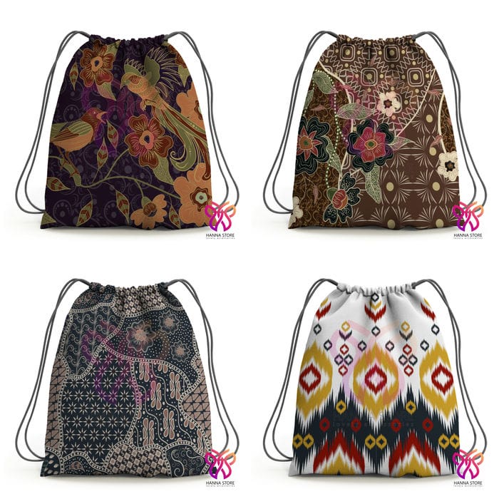 Drawstring Backpack with Javanese Batik Motif Solo Jogja Bali 1 ...