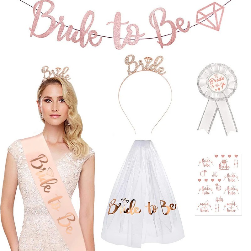 Wedding Decoration Bridal Shower Veil Team Bride To Be Satin Sash ...