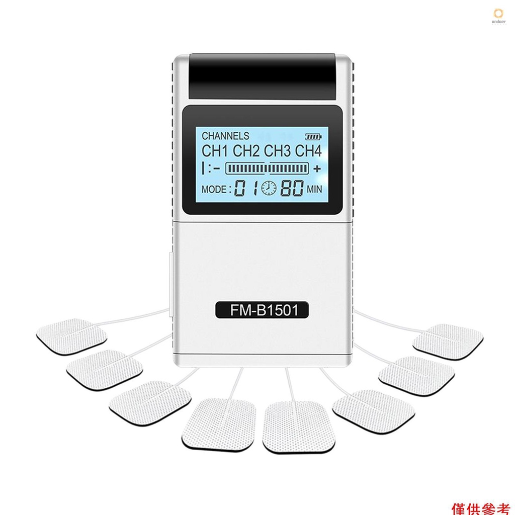 TENS EMS Muscle Stimulator 15 Modes & 4 Outputs 8 Pads for Natural Pain ...