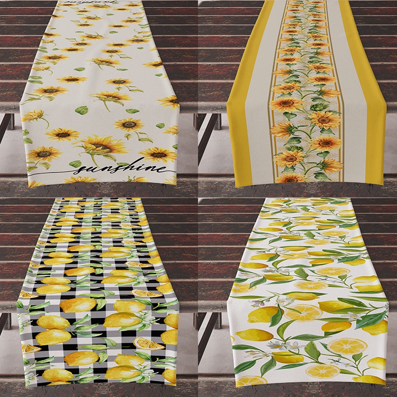 Spring and Summer Sunflower Printing Table Runner Summer Lemon Flower ...