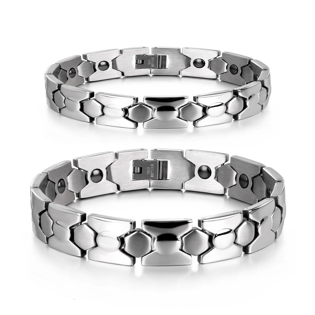 Titanium Steel Couple Bracelet Hexagonal Stainless Steel Antiradiation Health