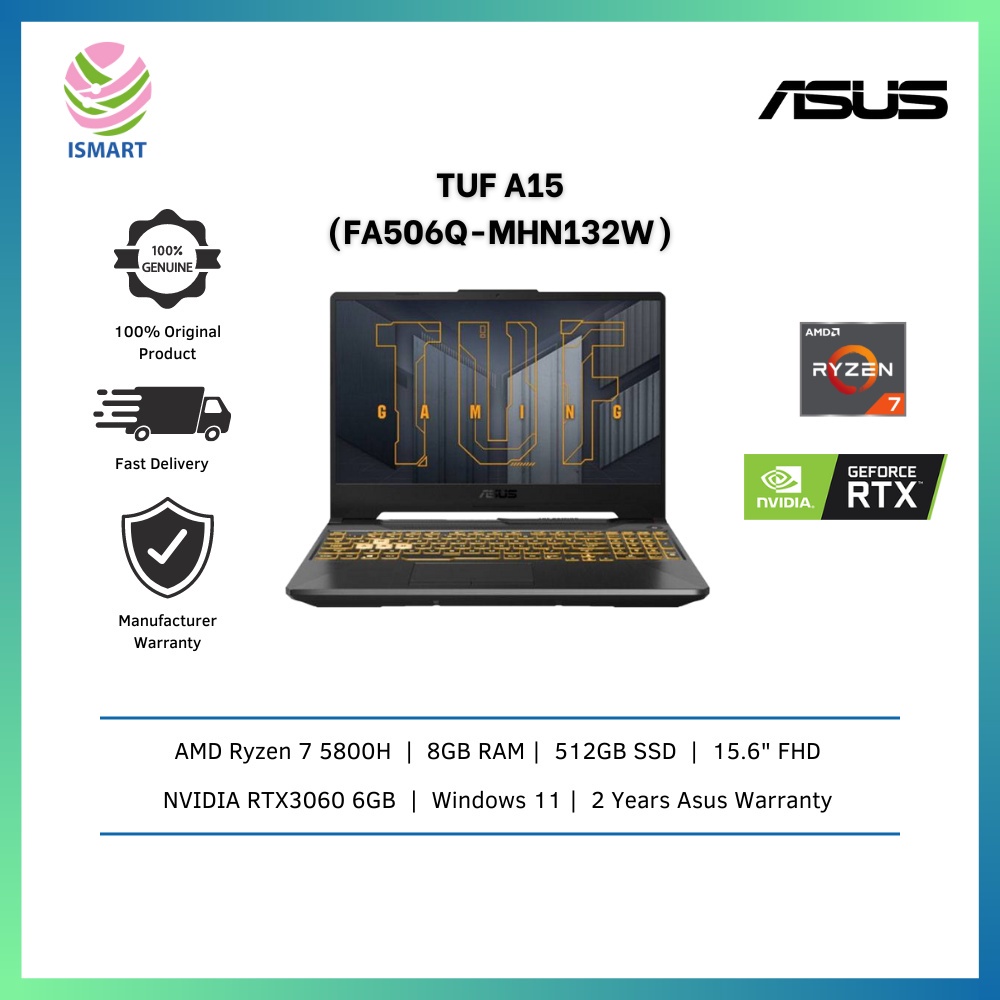 Asus Gaming Laptop Tuf A15 Fa506q Mhn132w 156 Fhd 144hz R7 5800h