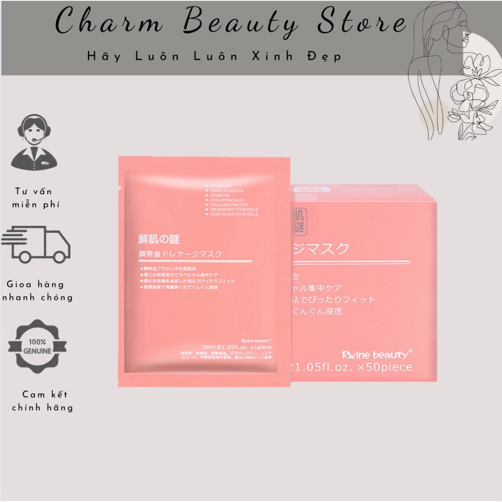 Rwine Beauty Stem Cell Placenta Mask Japanese Stem Cell Placenta Mask Full Box Of 50 Pieces