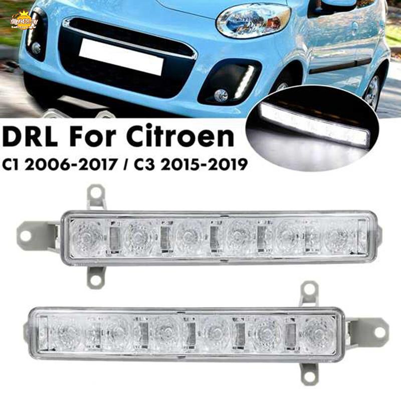Car L+R LED DRL Fog Light for Citroen C1 0617 Citroen C3 1519 Auto