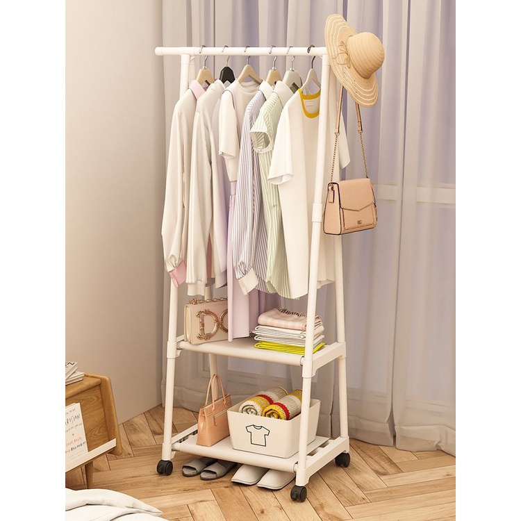 Foldable Wooden Coat Rack with Hook Hanger Double Storage