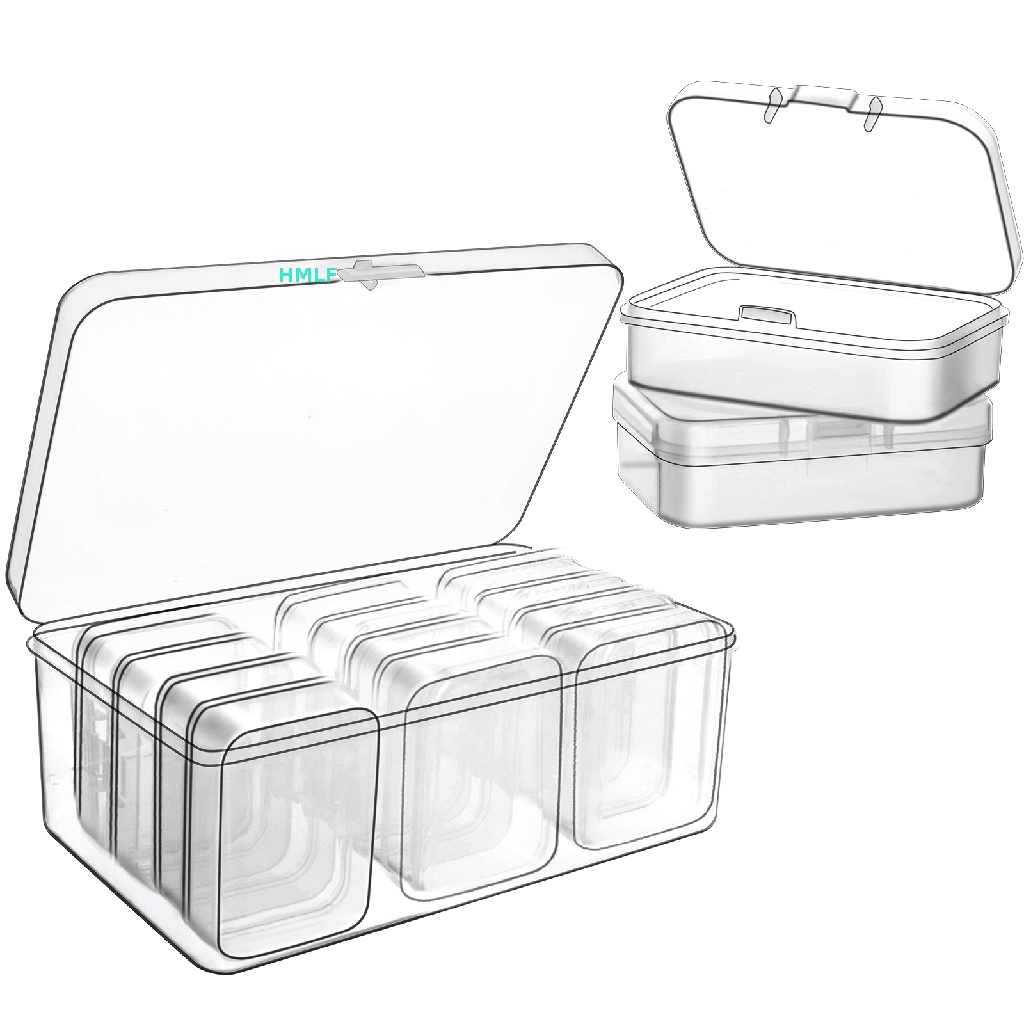 HM 1 Pack Plastic Clear Storage Box Organizer Small Storage Containers