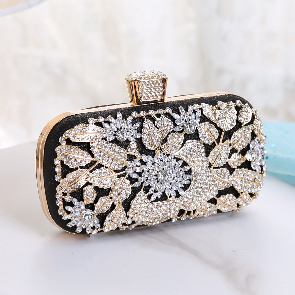 Crystal Flower Women Crystal Clutch Evening Bag Wedding Party Diamond ...