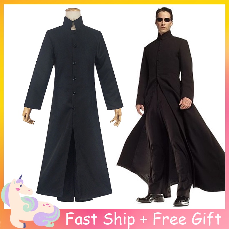 Morph Costumes Adult Neo Matrix Costume – Black Coat & Glasses, Spy Assassin Halloween
