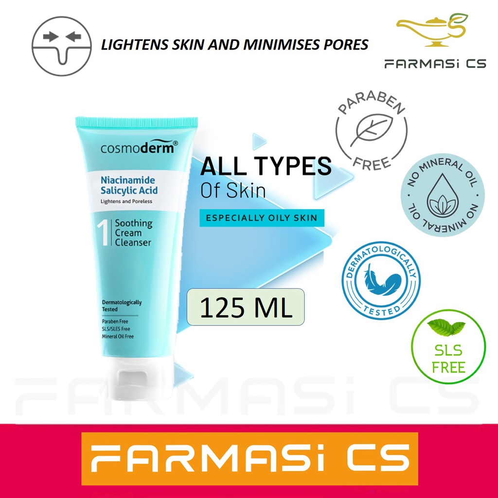 Cosmoderm Niacinamide Salicylic Acid Soothing Cream Cleanser 125ml EXP