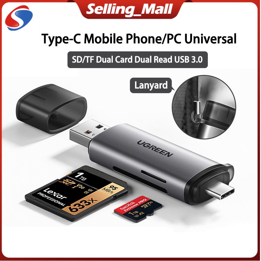 UGREEN SD Card Reader USB 3.0 USB C Memory Card Reader OTG Adapter for