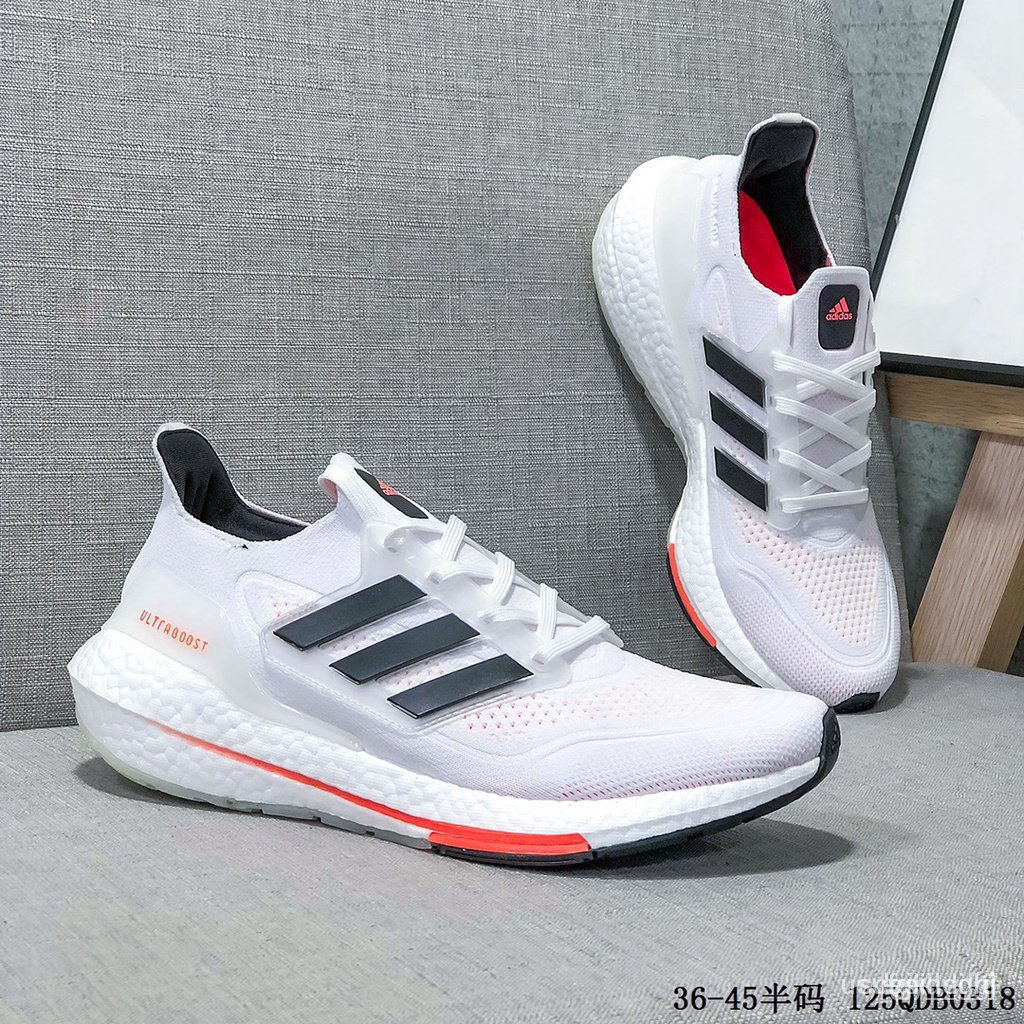 in stock Ultraboost 21 white pink orange men running shoes soft
