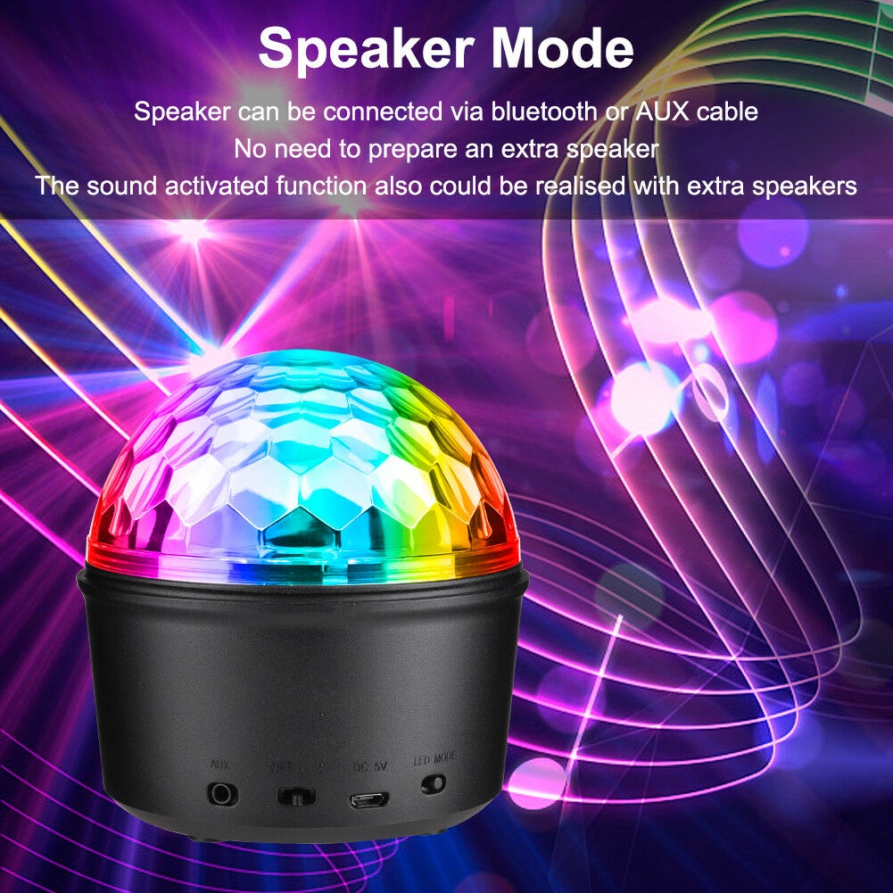 Disco Ball Light Bluetooth Speaker DJ Party Light 9W Projector Stage Club Rotating Lights Remote