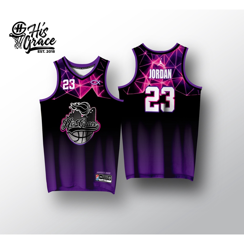 HISGRACE JORDAN 23 FULL SUBLIMATION BASKETBALL JERSEY PURPLE BLACK ...