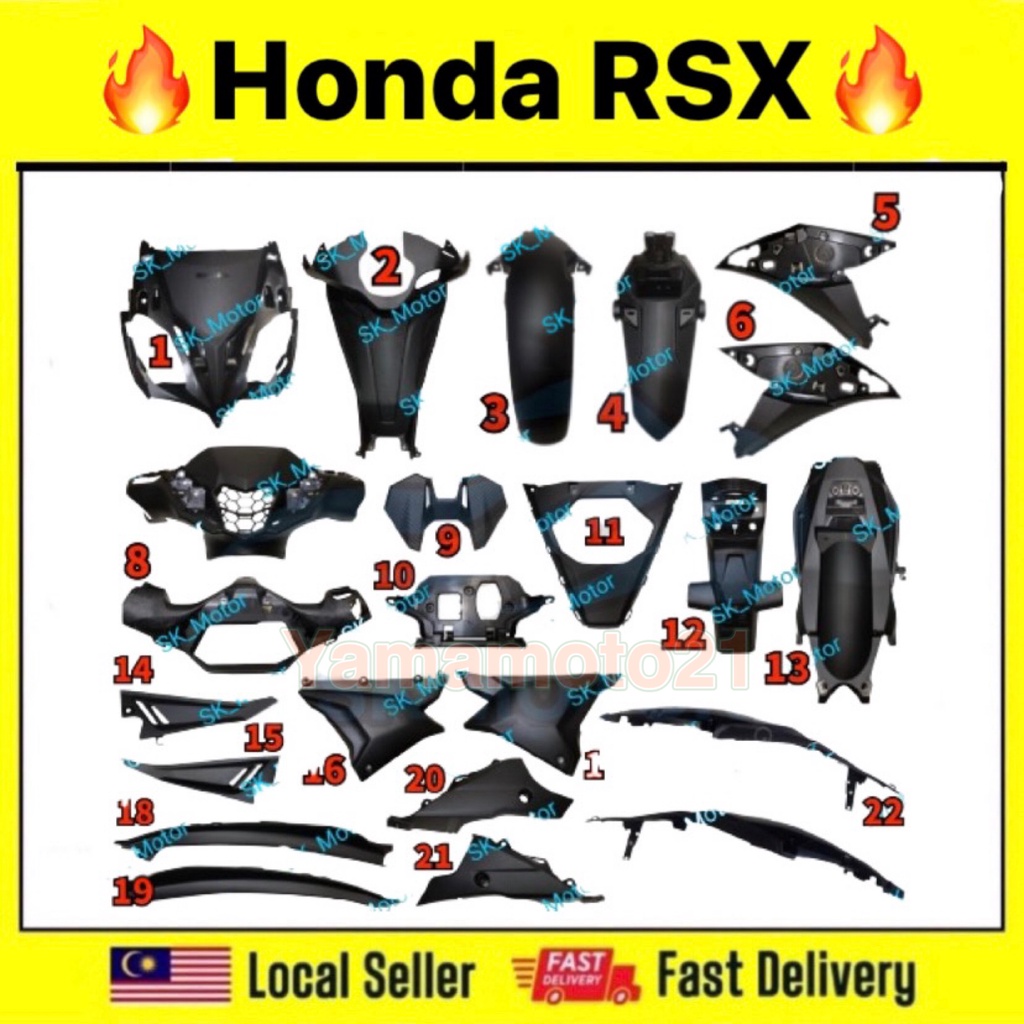 Honda RS-X 150 RSX 150 (HLD) Inner Cover Full Set RSX150 INNER Hitam Handle  Rear Meter Horn Tank Taillamp Fender TAIL