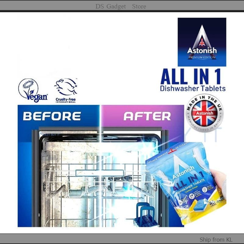 👑READY STOCK!!!ASTONISH All in 1 Dishwasher Tablets x42 TABS C2180 Shopee Malaysia
