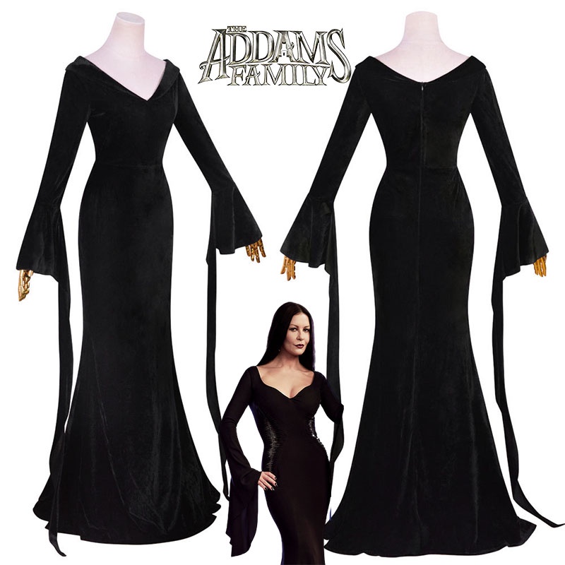 Wednesday Morticia Addams Onepiece Velvet Dress Cosplay Costumes For ...