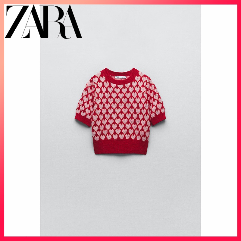 ZARA new women's heart pattern jacquard sweater | Shopee Malaysia