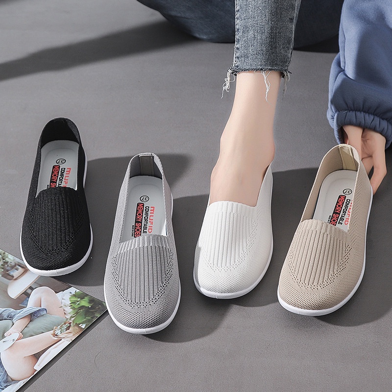 Fashion Fabric Women Shoes Non-slip Soft EVA Sole Woven Working Shoe Casual  Ladies Daily Shoes Normal Cutting