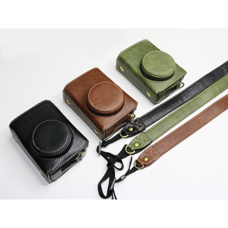 Étui En Cuir PU Pour Appareil Photo Compact – Compatible Ricoh GR II/III, Sony RX100, Canon G7X Etc. | Sac Protection, Transport, Dimensions ~12x7x3 Cm
