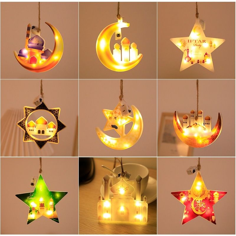 New Raya LED Star Moon Pendant Lamp Ramadan Fortress Modeling Blinking ...