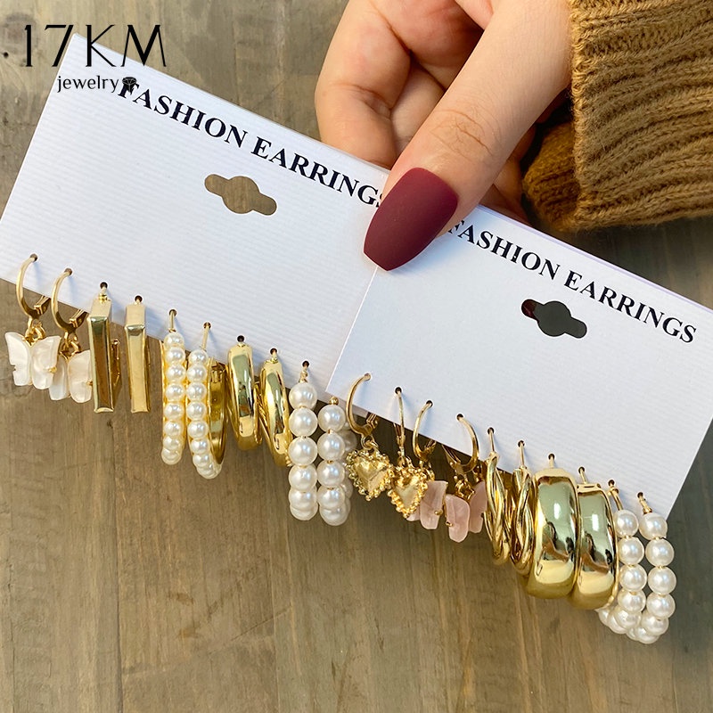 SILVER STUD AND PEARL HOOP EARRING PACK main image 1