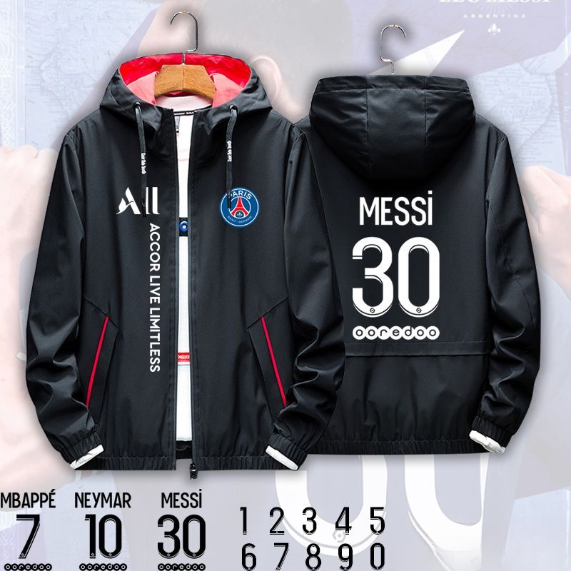 PSG Jersey Team Uniform Hooded Jacket Messi Neymar Mbappe Men Women ...