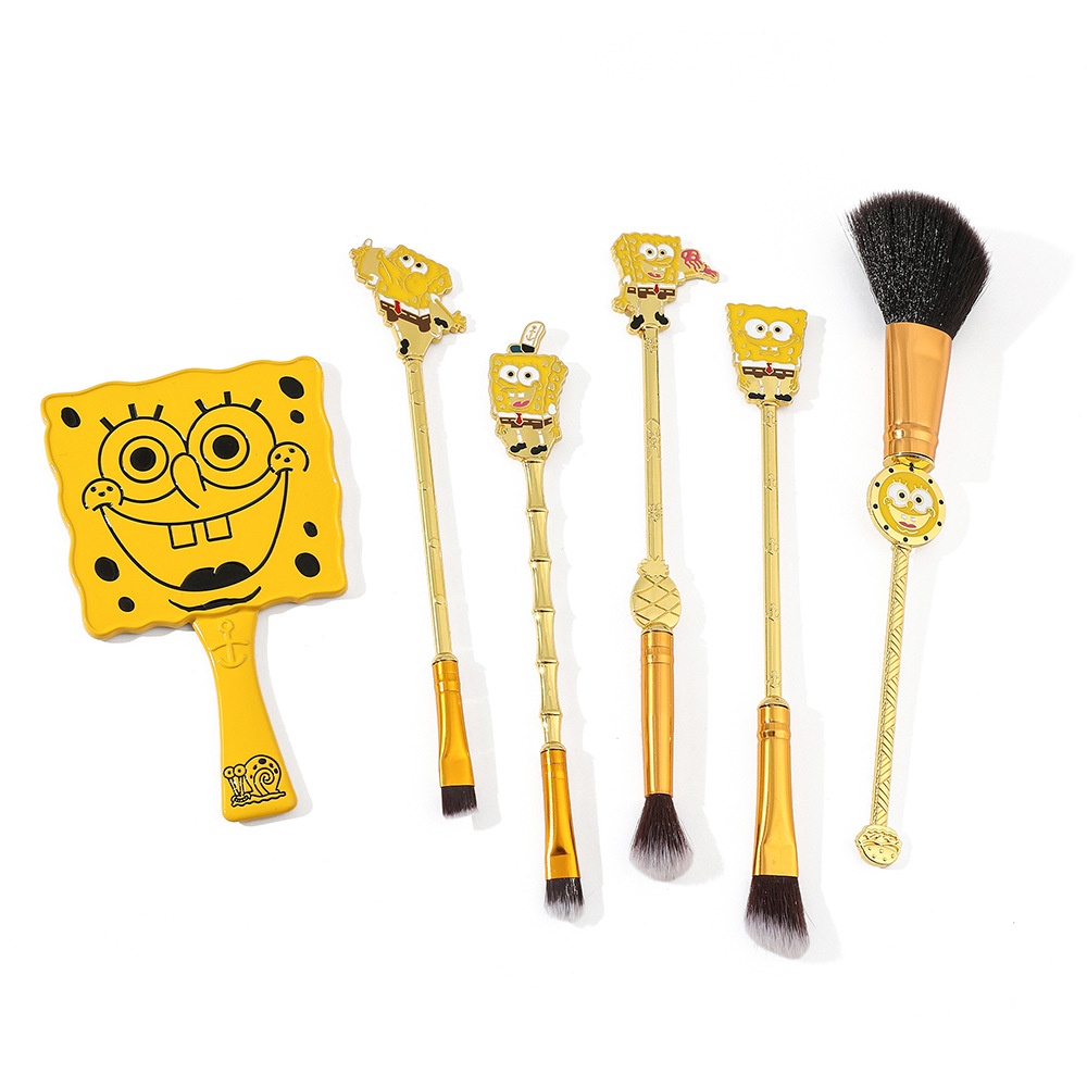 Spongebob Squarepants 5 Metal Makeup Brush Eyeshadow Tool Set Cartoon