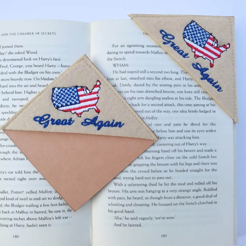 SA USA Flag Bookmark Felt Triangle Bookmark Book Marker Hand Embroidery