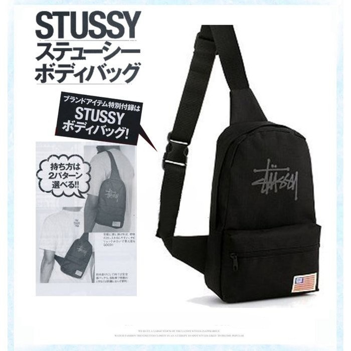 Japanese magazine Stussy black shoulder bag cross shoulder bag chest