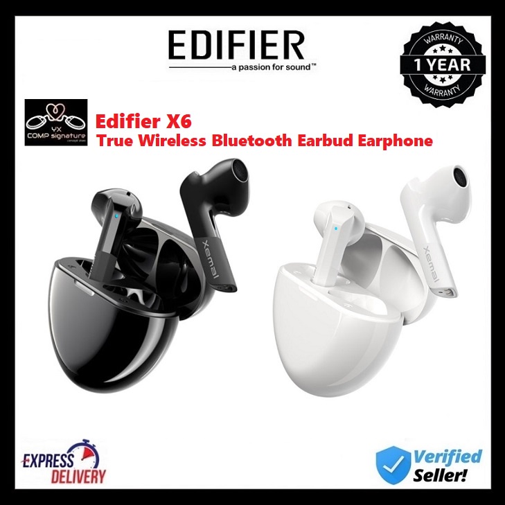 EDIFIER X6 - TRUE WIRELESS BLUETOOTH EARBUD EARPHONE /QUALCOM APTX/DUAL ...