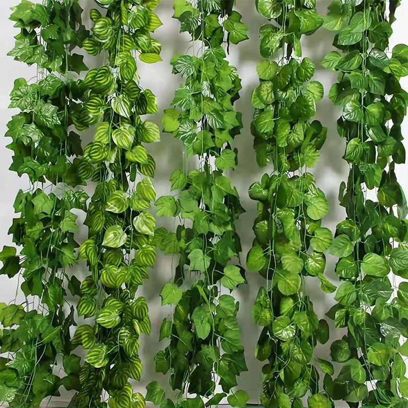 Artificial Flowers Vine Green Leaf Garland Fake Plant Foliage Home