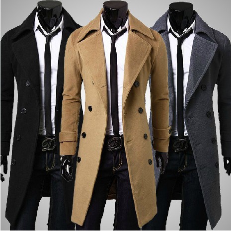 Long Coat Slim Fit Autumn Winter Men s Overcoat Fasion Cool Casual Woolen Shopee Malaysia