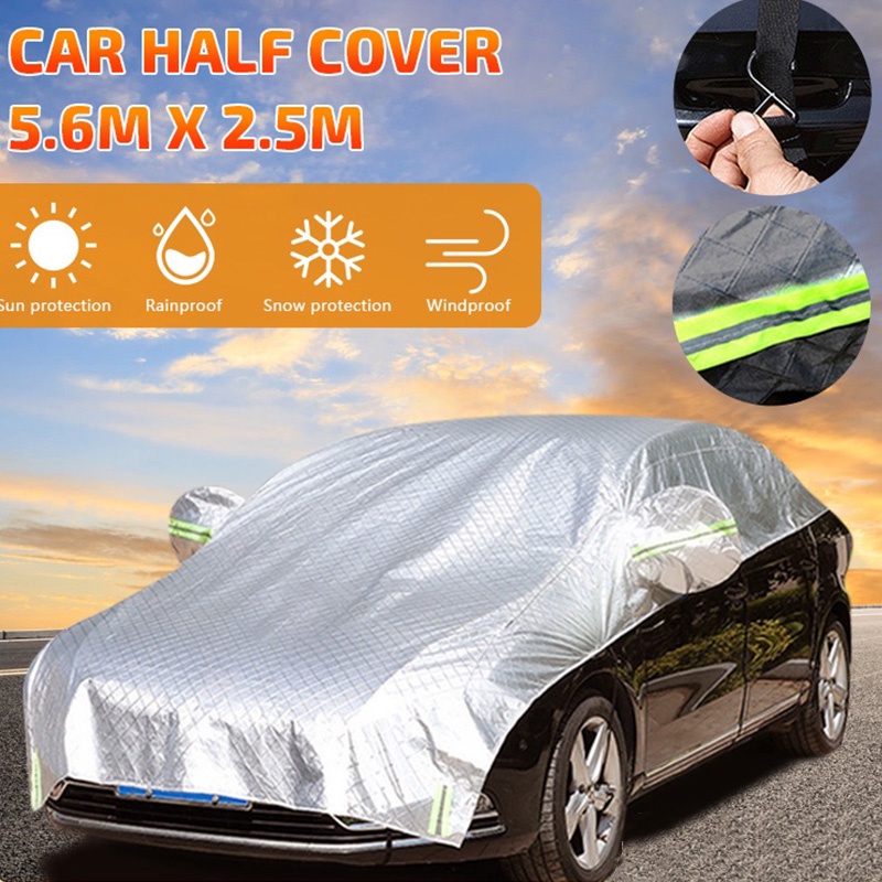 Half Car Cover Outdoor Sun Protection Resistant Waterproof RainDust Sun