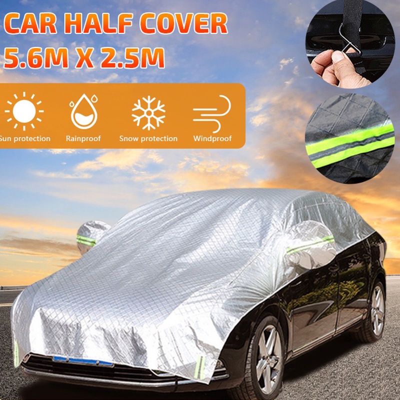 Half Car Cover Outdoor Sun Protection Resistant Waterproof RainDust Sun ...