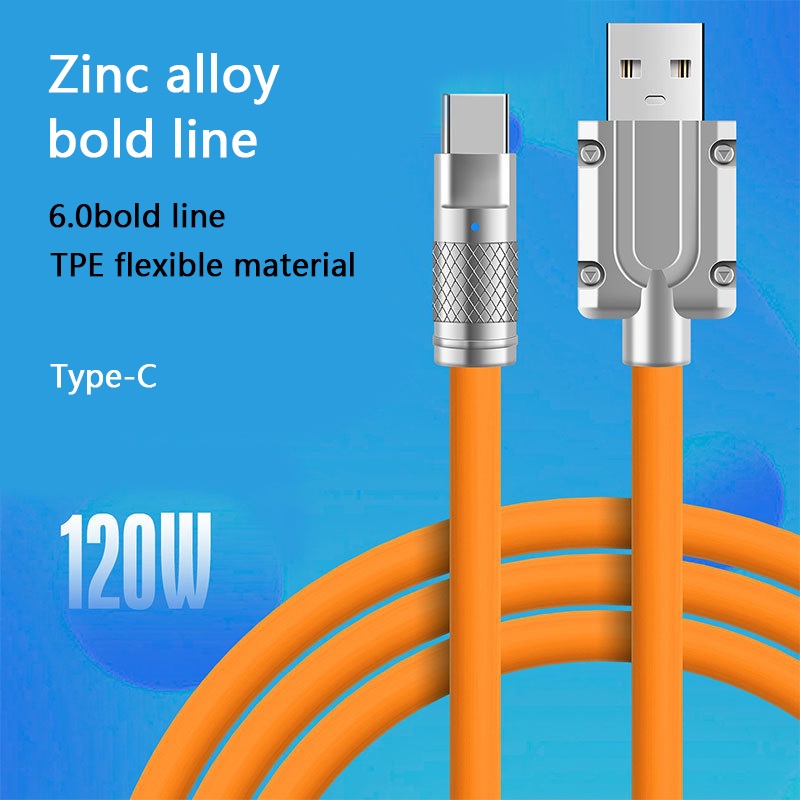 120W 6A Super Fast Charge 8 PIN / Micro / TypeC Liquid Silicone Cable