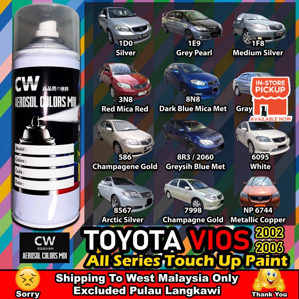 [ TOYOTA VIOS GEN1 ] Touch Up Paint Color CW Aikka Aerosol DIY Cat ...