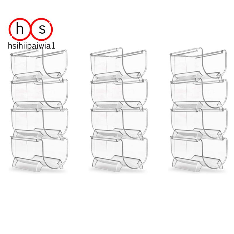 12Pcs Refrigerator Wine Holder,Clear Stackable Plastic Wine Rack