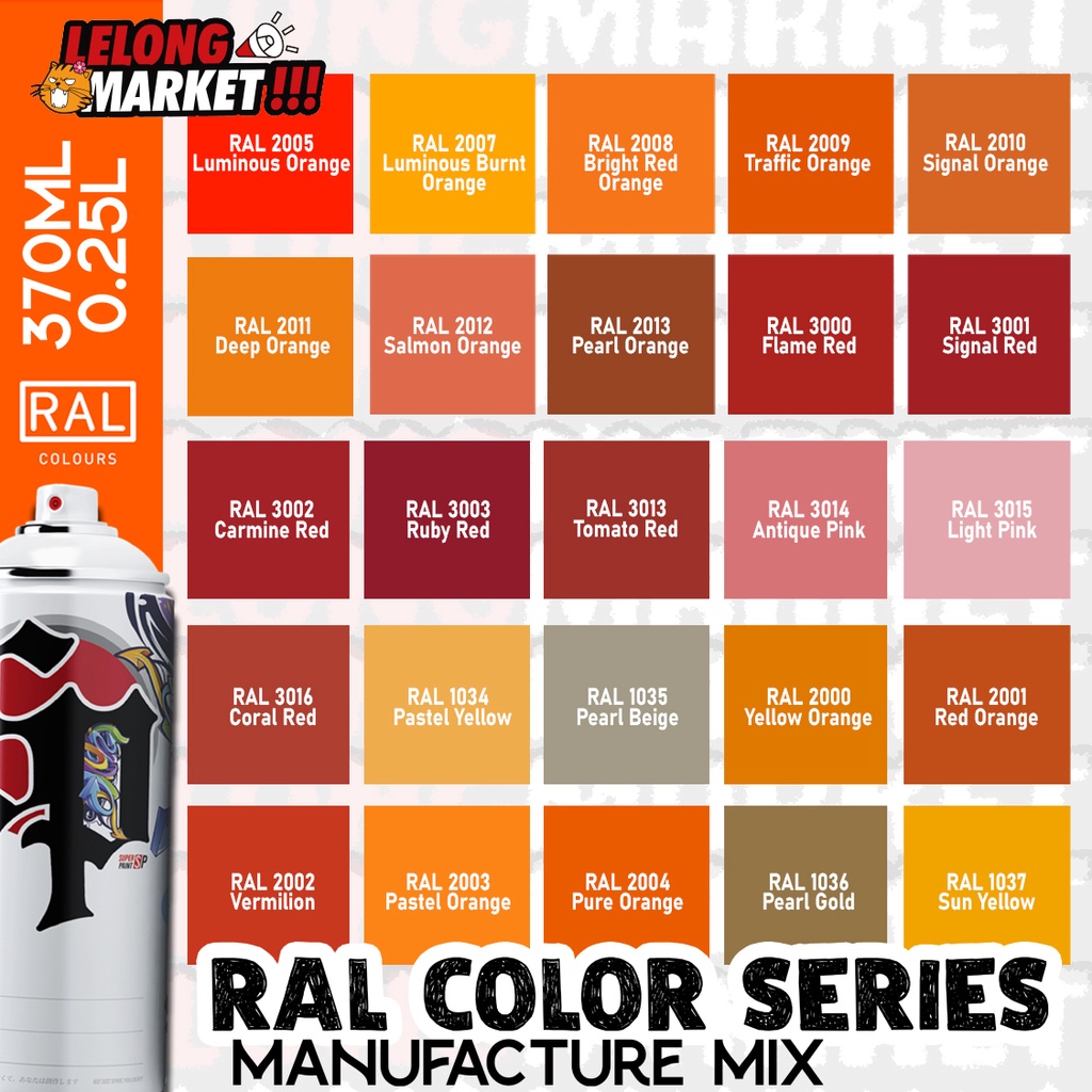 RAL Color Series 2 RAL1034 Till RAL3016 Aerosol Tin Spray cat Kaler ...